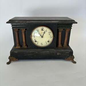 Antique Gilbert Adamantine Mantel Clock with Columns 1800’s
